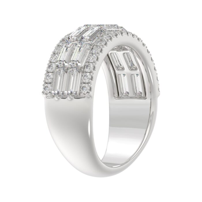14K WHITE GOLD 1 1/4CT ROUND/BAGUETTE DIAMOND LADIES BAND - Image 4