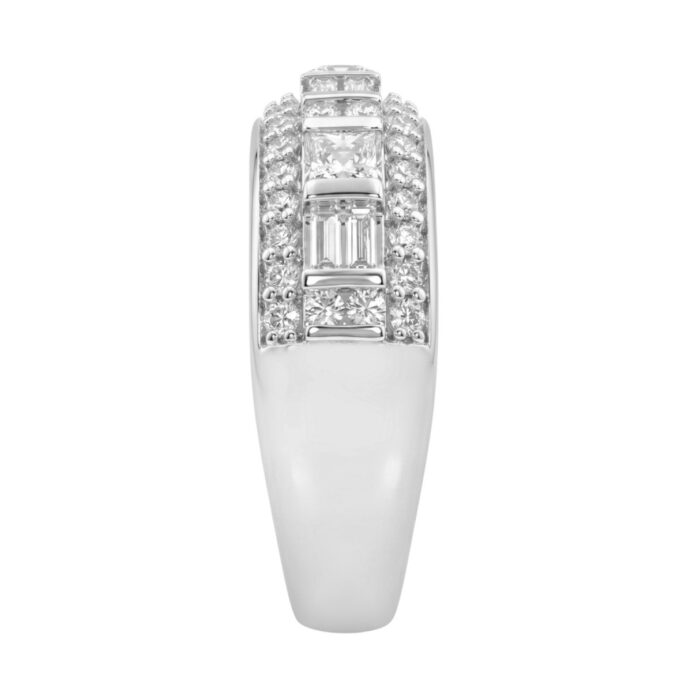 14K WHITE GOLD 1 1/4CT ROUND/BAGUETTE/PRINCESS DIAMOND LADIES BAND - Image 2