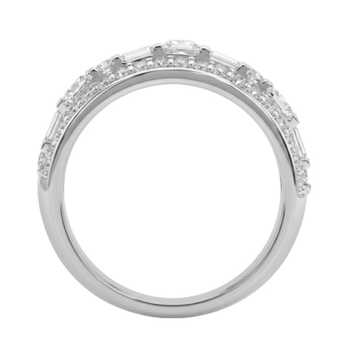 14K WHITE GOLD 1 1/4CT ROUND/BAGUETTE/PRINCESS DIAMOND LADIES BAND - Image 3