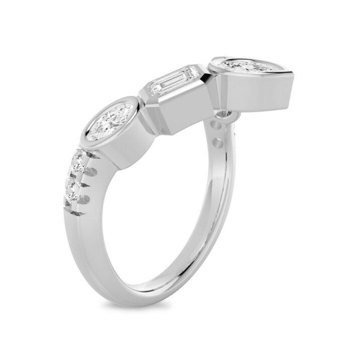 14K WHITE GOLD 1.00CT ROUND/EMERALD/OVAL/PEAR DIAMOND LADIES BAND (PEAR 1/5CT EMERALD 1/3CT OVAL 1/3CT) - Image 2