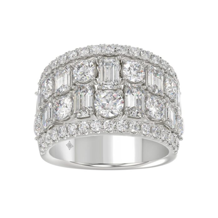 14K WHITE GOLD 5.00CT ROUND/EMERALD DIAMOND LADIES BAND - Image 1