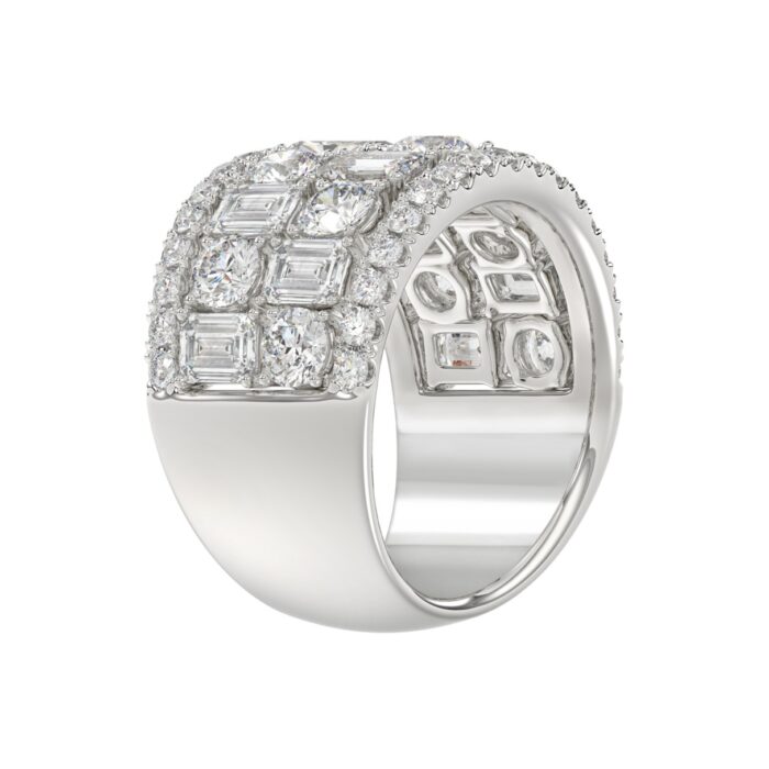 14K WHITE GOLD 5.00CT ROUND/EMERALD DIAMOND LADIES BAND - Image 3