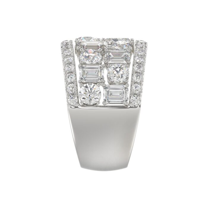 14K WHITE GOLD 5.00CT ROUND/EMERALD DIAMOND LADIES BAND - Image 4