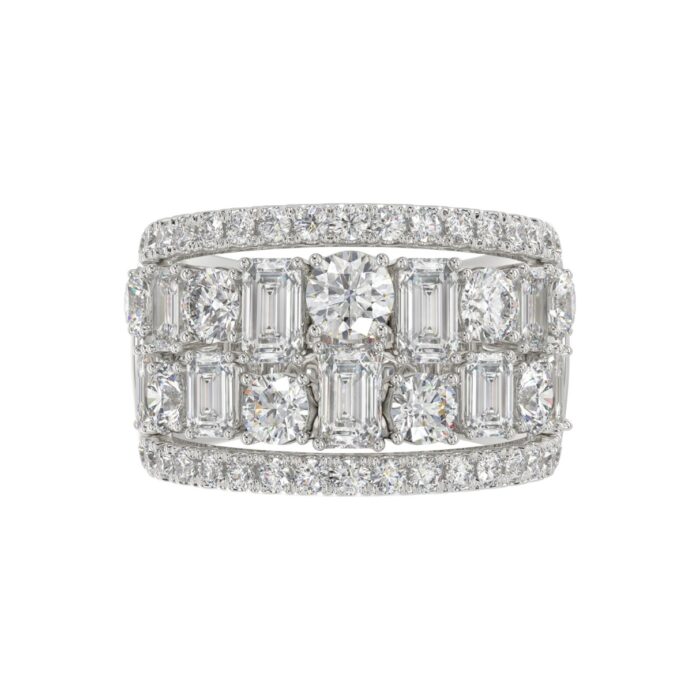 14K WHITE GOLD 5.00CT ROUND/EMERALD DIAMOND LADIES BAND - Image 5