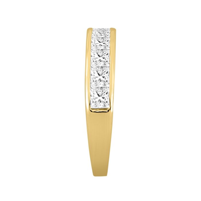 14K Yellow Gold 1 1/2Ct Princess Cut Diamond Ladies Wedding Band Ring - Image 3