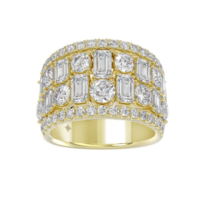 14K YELLOW GOLD 5.00CT ROUND/EMERALD DIAMOND LADIES BAND - Image 1