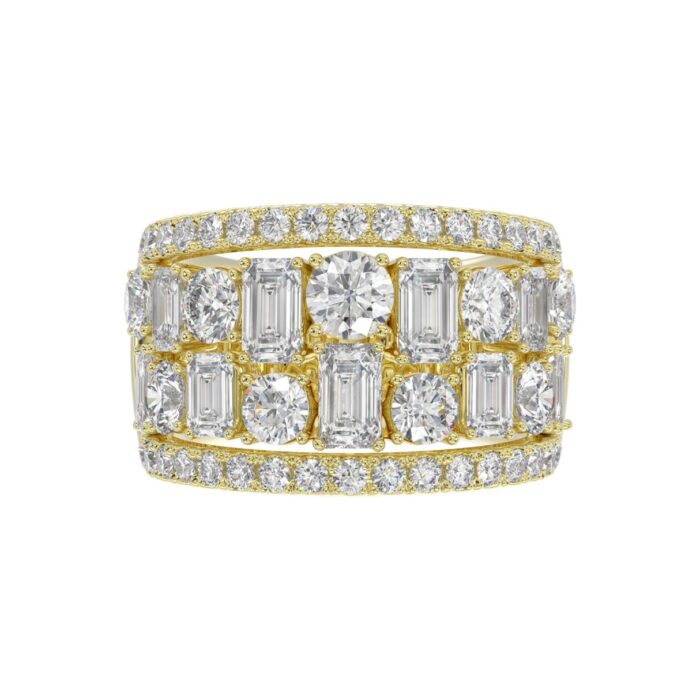 14K YELLOW GOLD 5.00CT ROUND/EMERALD DIAMOND LADIES BAND - Image 5