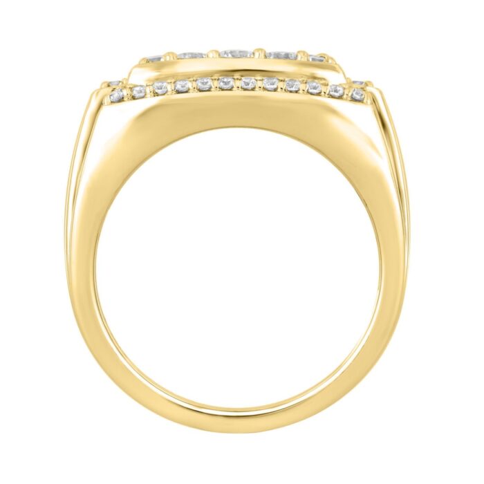 MEN'S RING 1 1/2CT ROUND DIAMOND 14K YELLOW GOLD - Image 2