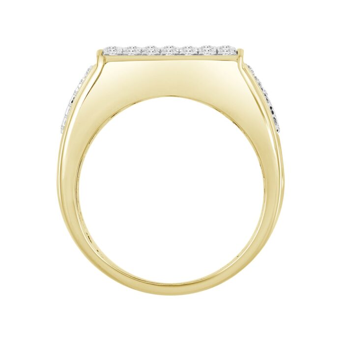 MEN'S RING 1CT ROUND DIAMOND 14K YELLOW GOLD - Image 2