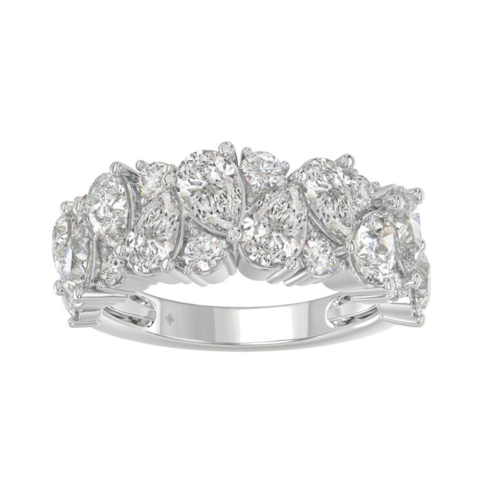 10K WHITE GOLD 3.00CT ROUND/PEAR DIAMOND LADIES RING - Image 1