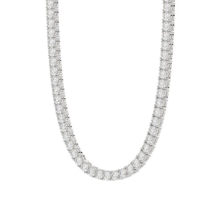 14K WHITE GOLD 10 1/3CT 18 INCH ROUND DIAMOND LADIES TENNIS NECKLACE - Image 2