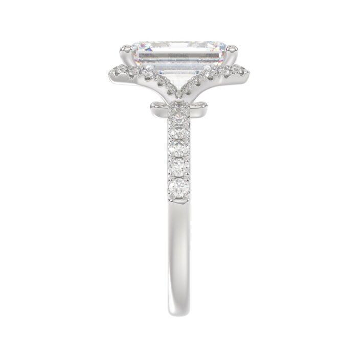 14K White Gold 4 1/2CT ladies Round & Emerald-cut diamond halo engagement Ring 4.00CT Emerald Center stone (Color F-G -Clarity VS1/VS2) - Image 4