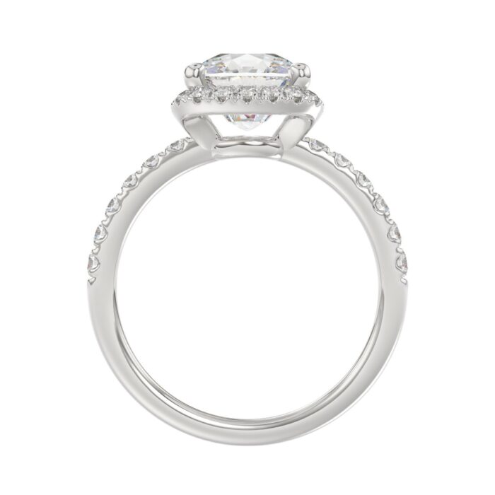 14K WHITE GOLD 4 1/2CT ROUND/CUSHION DIAMOND LADIES RING (CENTER STONE CUSHION DIAMOND 4CT & Color F-G Clarity VS1/VS2) - Image 2