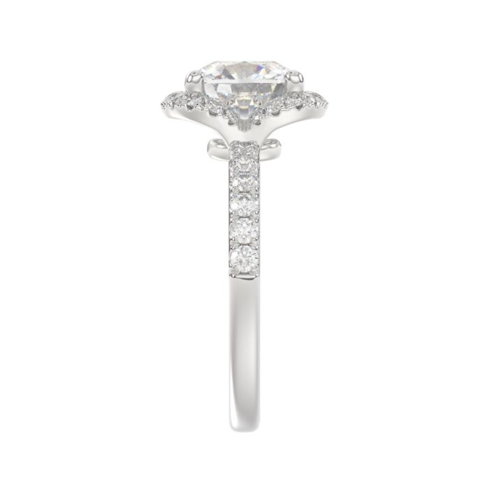 14K WHITE GOLD 4 1/2CT ROUND/CUSHION DIAMOND LADIES RING (CENTER STONE CUSHION DIAMOND 4CT & Color F-G Clarity VS1/VS2) - Image 4