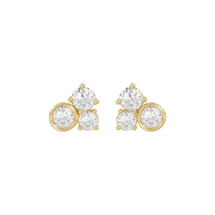 Classic 10K Yellow Gold Round Lab Grown Diamond Ladies Fashion Earring 3/4Ct (Color F-G -Clarity Vs1/Vs2) - Image 1