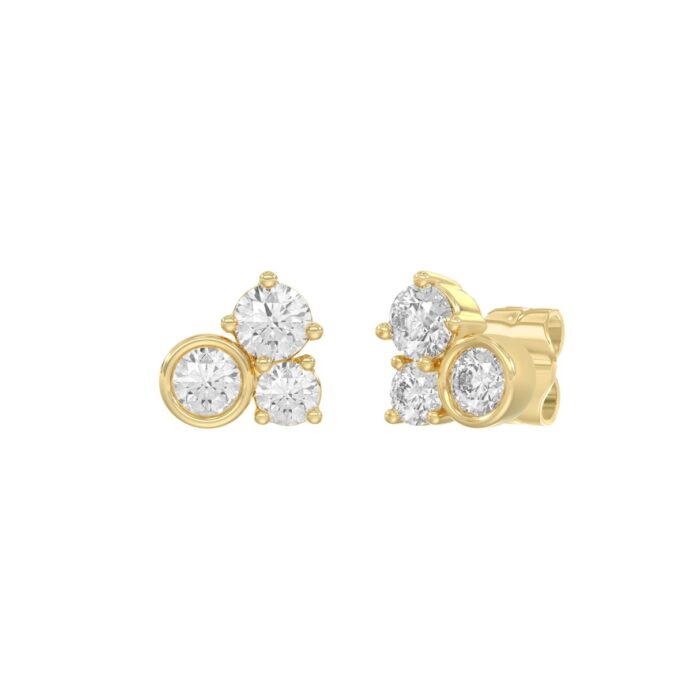 Classic 10K Yellow Gold Round Lab Grown Diamond Ladies Fashion Earring 3/4Ct (Color F-G -Clarity Vs1/Vs2) - Image 3