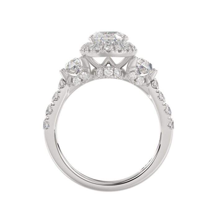 21K PLATINUM LADIES RING 3 1/4CT ROUND/ELONGATED OVAL/TRAPEZOID/BAGUETTE DIAMOND (CENTER STONE ELONGATED OVAL DIAMOND 2CT) - Image 4