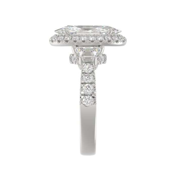 21K PLATINUM LADIES RING 3 1/4CT ROUND/ELONGATED OVAL/TRAPEZOID/BAGUETTE DIAMOND (CENTER STONE ELONGATED OVAL DIAMOND 2CT) - Image 3