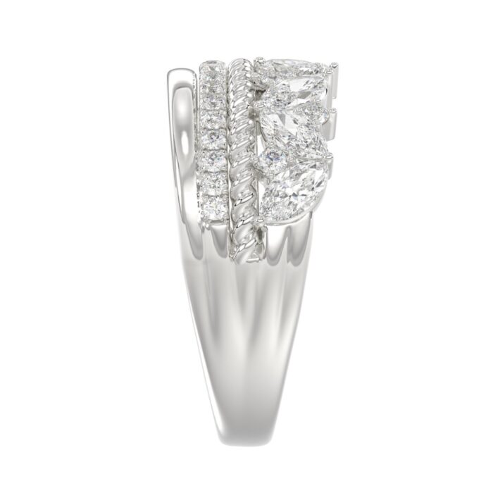 14K White Gold Ladies Fashion Ring with 1.00 CT Round & Marquise Diamonds - Image 4