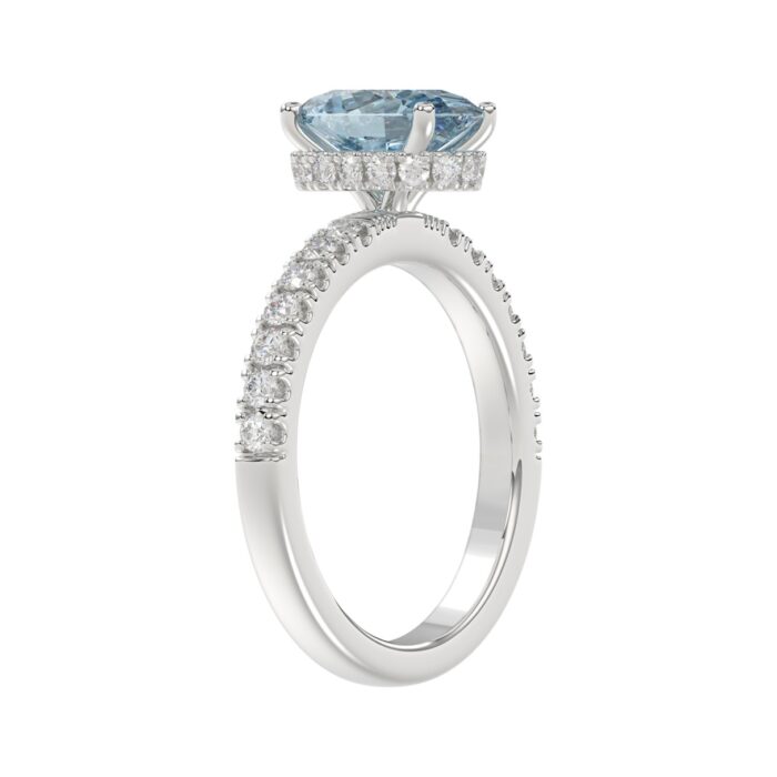 14K WHITE GOLD 2 1/2CT ROUND/OVAL DIAMOND LADIES RING (CENTER STONE BLUE OVAL DIAMOND 2CT) - Image 4