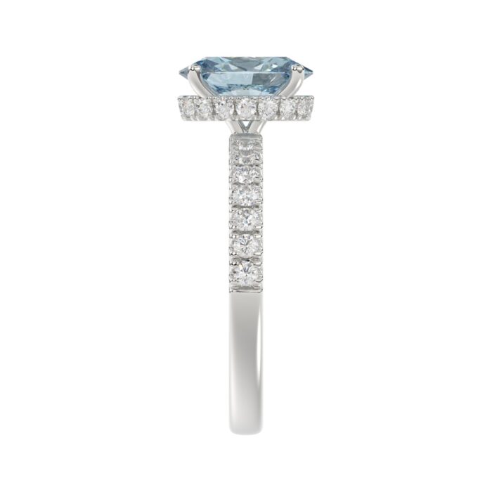 14K WHITE GOLD 2 1/2CT ROUND/OVAL DIAMOND LADIES RING (CENTER STONE BLUE OVAL DIAMOND 2CT) - Image 3