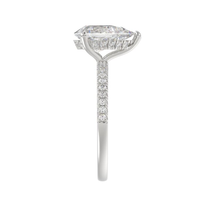 14K WHITE GOLD 2 3/4CT ROUND/PEAR DIAMOND LADIES RING (CENTER STONE PEAR DIAMOND 2CT) - Image 4