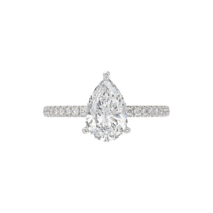 14K WHITE GOLD 2 3/4CT ROUND/PEAR DIAMOND LADIES RING (CENTER STONE PEAR DIAMOND 2CT) - Image 5