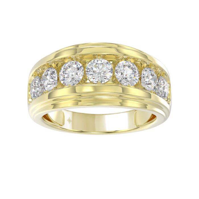 14K YELLOW GOLD 3.00CT ROUND DIAMOND MEN'S BAND - Image 1