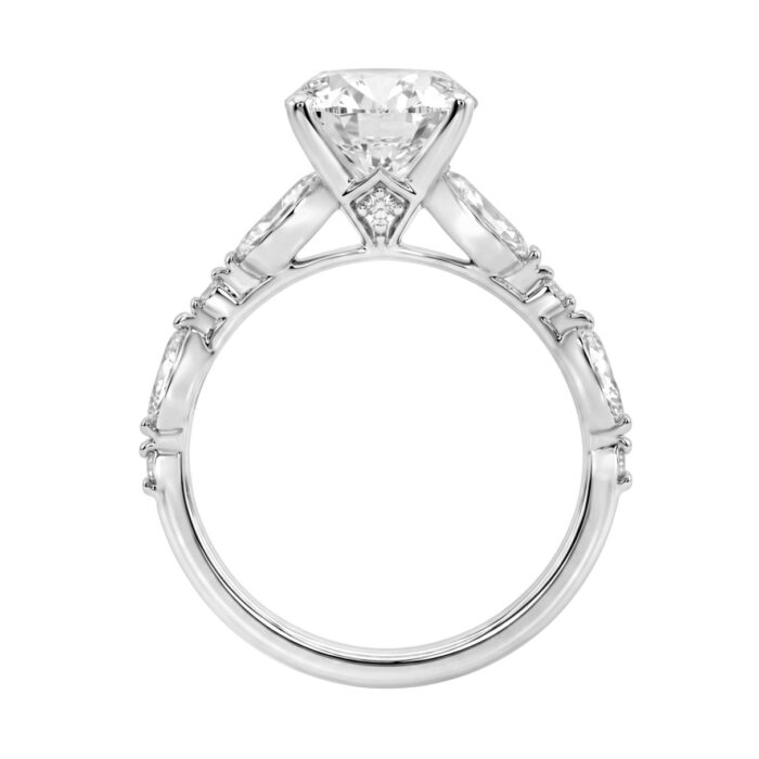 14K WHITE GOLD 4.00CT ROUND/OVAL/MARQUISE DIAMOND LADIES RING (CENTER STONE OVAL DIAMOND 3 1/2CT) - Image 2