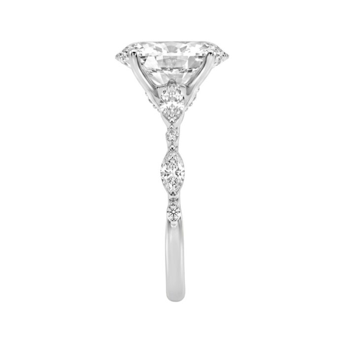 14K WHITE GOLD 4.00CT ROUND/OVAL/MARQUISE DIAMOND LADIES RING (CENTER STONE OVAL DIAMOND 3 1/2CT) - Image 3