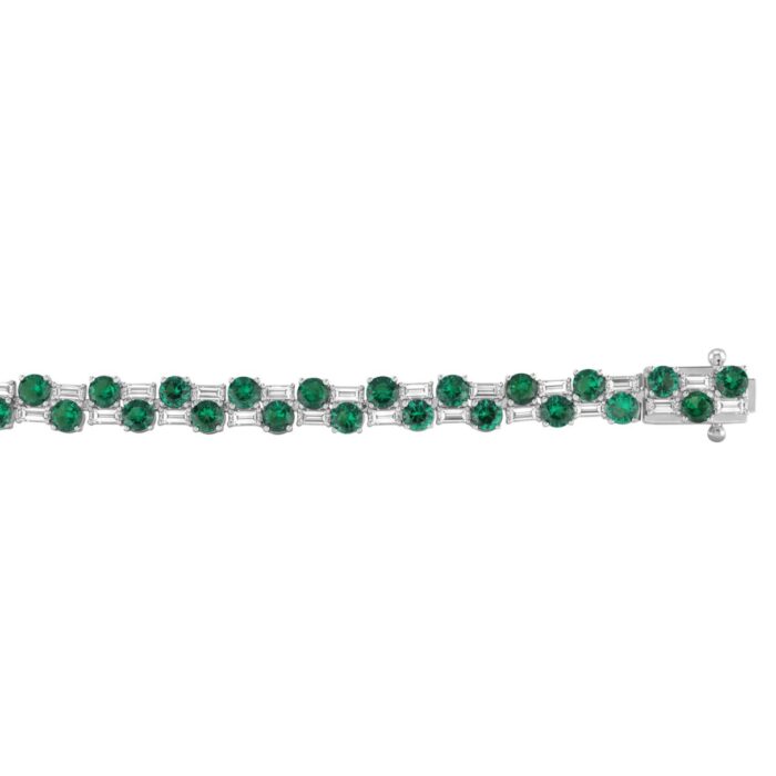 14K WHITE GOLD 8.00CT BAGUETTE/ROUND DIAMOND LADIES BRACELET (GREEN EMERALD ROUND DIAMOND 6 5/8CT) - Image 3