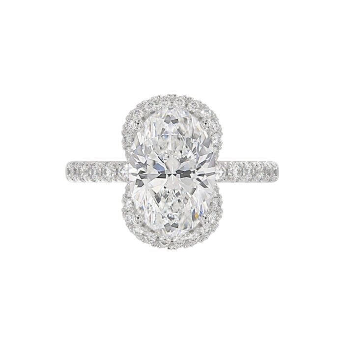 14K WHITE GOLD 4 1/2CT ROUND/OVAL DIAMOND LADIES RING (CENTER STONE OVAL DIAMOND 4.00CT & Color F-G Clarity VS1/VS2) - Image 5