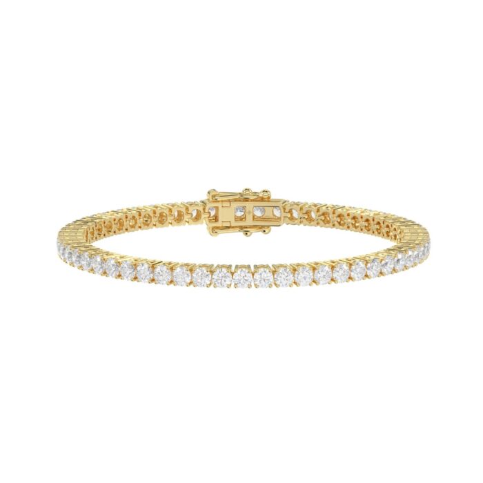LADIES BRACELET 5CT ROUND DIAMOND 14K YELLOW GOLD - Image 1