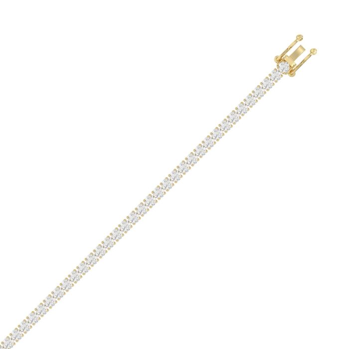 LADIES BRACELET 5CT ROUND DIAMOND 14K YELLOW GOLD - Image 3