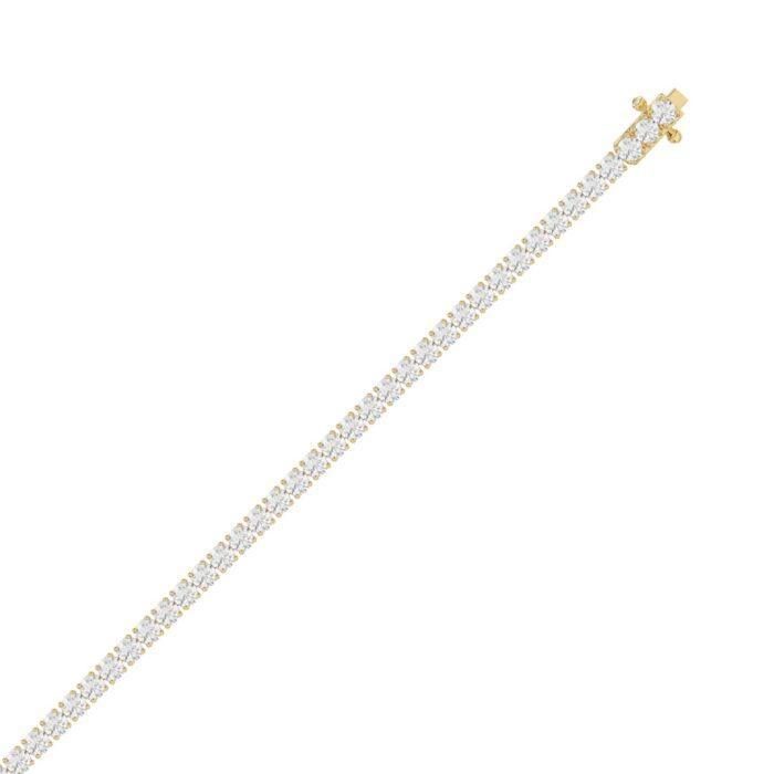 LADIES BRACELET 5CT ROUND DIAMOND 14K YELLOW GOLD - Image 2