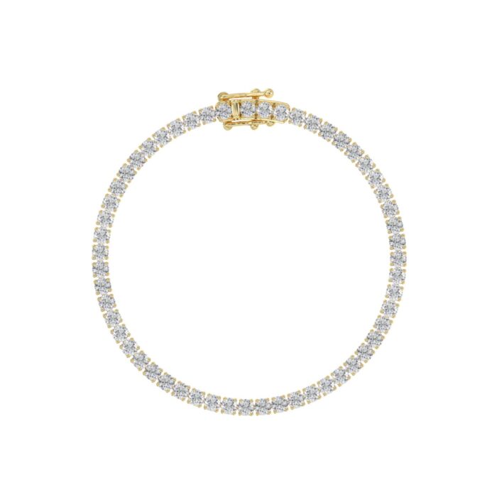 LADIES BRACELET 5CT ROUND DIAMOND 14K YELLOW GOLD - Image 4
