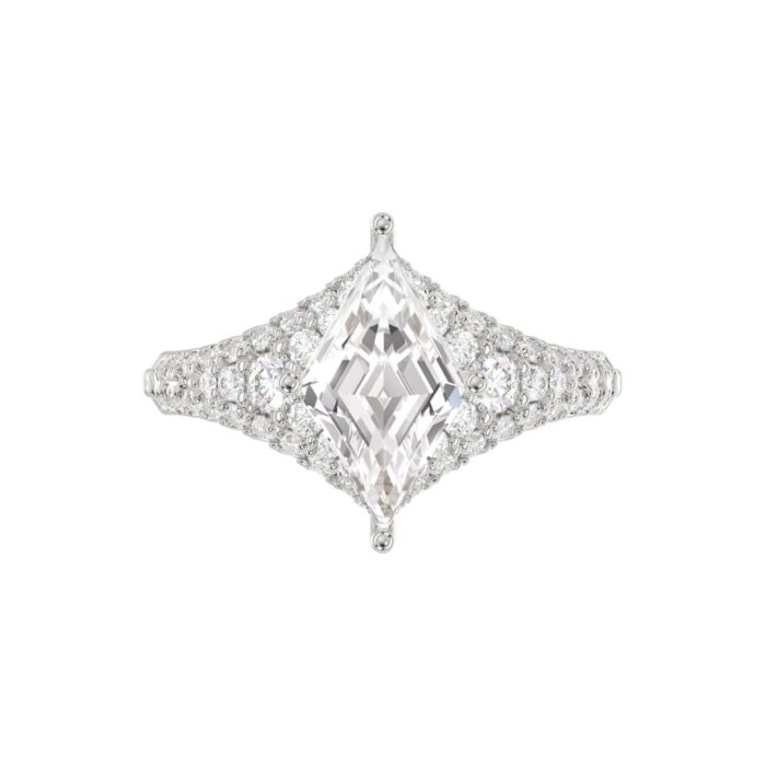 14K WHITE GOLD 2 3/4CT ROUND/LOZENGE DIAMOND LADIES RING - Image 5