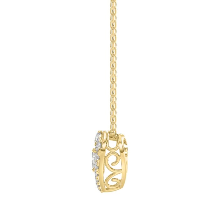 LADIES DANCING DIAMOND PENDANT WITH CHAIN 3/4CT ROUND DIAMOND 14K YELLOW GOLD (CENTER STONE ROUND DIAMOND 1/2CT) - Image 2