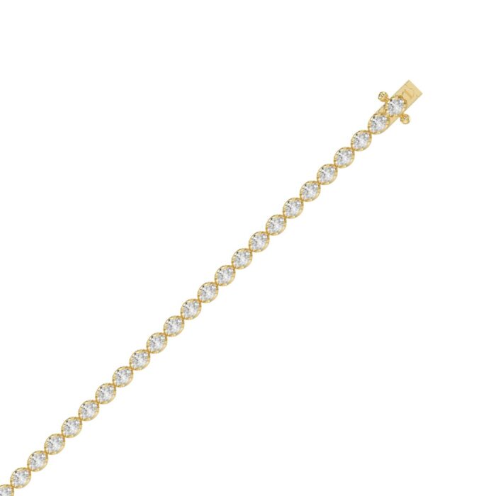 Fancy Oval Shape Diamond Ladies Tennis Bracelet in 14K Yellow Gold 4CT (Color F-G -Clarity VS1/VS2) - Image 3