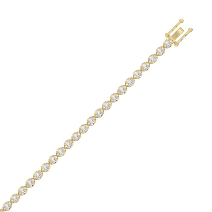 Fancy Oval Shape Diamond Ladies Tennis Bracelet in 14K Yellow Gold 4CT (Color F-G -Clarity VS1/VS2) - Image 2