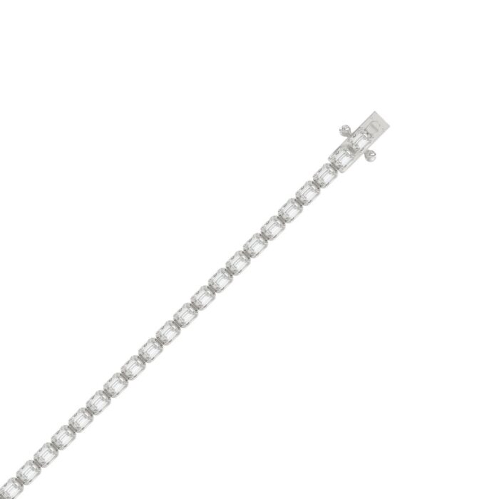 Luxury Emerald Shape Diamond Ladies Tennis Bracelet in 14K White Gold 4 1/2CT (Color F-G -Clarity VS1/VS2) - Image 3