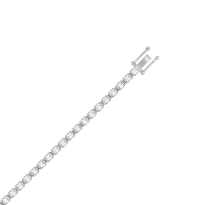 Luxury Emerald Shape Diamond Ladies Tennis Bracelet in 14K White Gold 4 1/2CT (Color F-G -Clarity VS1/VS2) - Image 2