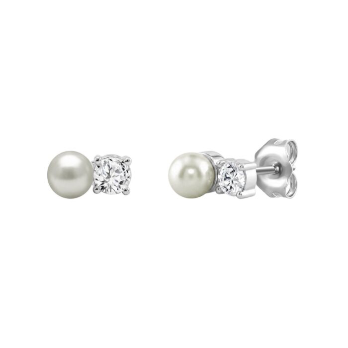 10K WHITE GOLD 1/4CT ROUND DIAMOND PEARL FASHION LADIES EARRINGS CLASSIC FINE JEWELRY FOR HER (COLOR F-G CLARITY VS1/VS2) - Image 2