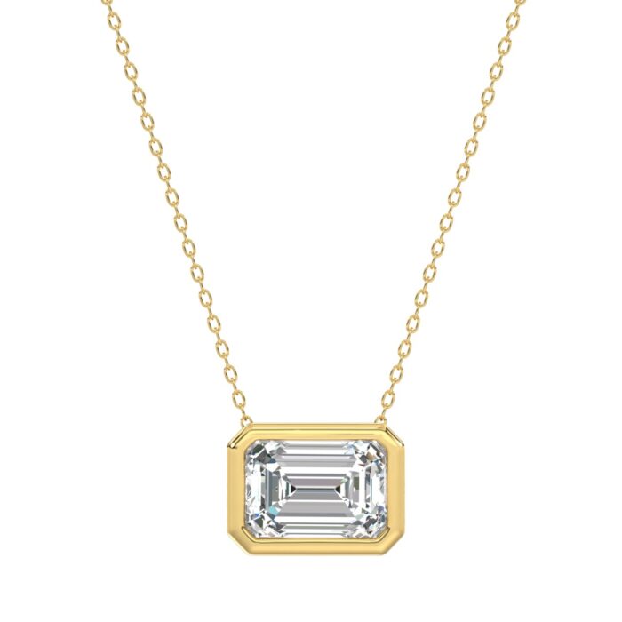 20890219_EC-108702Y-1214x1214.jpg LADIES SOLITAIRE PENDANT 1CT EMERALD DIAMOND 14K YELLOW GOLD WITH CHAIN - Image 1