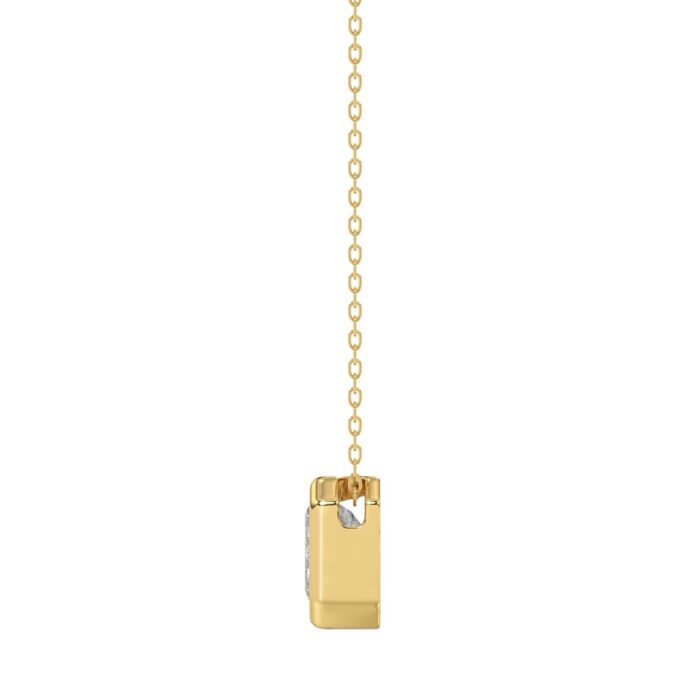 LADIES SOLITAIRE PENDANT 1CT EMERALD DIAMOND 14K YELLOW GOLD WITH CHAIN - Image 2