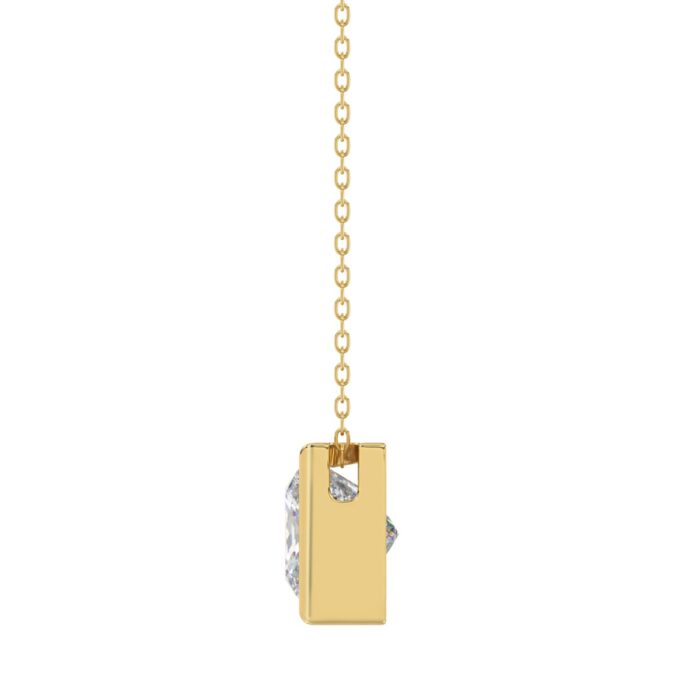 LADIES SOLITAIRE PENDANT 3CT PRINCESS DIAMOND 14K YELLOW GOLD - Image 2