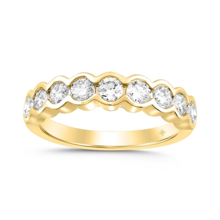 LADIES BAND 1CT ROUND DIAMOND 14K YELLOW GOLD - Image 1