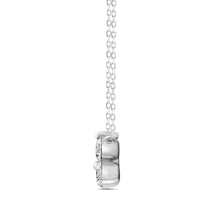 LADIES NECKLACE 1CT ROUND DIAMOND 14K WHITE GOLD WITH CHAIN - Image 2