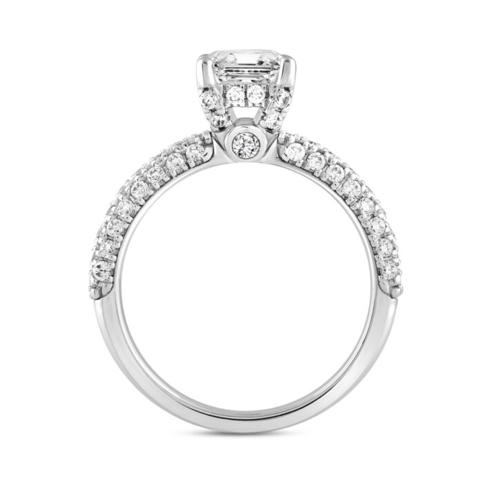 LADIES RING 2 3/4CT ROUND/EMERALD DIAMOND 14K WHITE GOLD (CENTER STONE EMERALD DIAMOND 2CT ) - Image 2