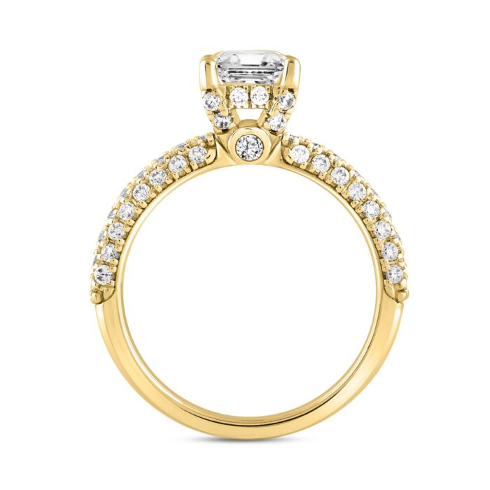 LADIES RING 2 3/4CT ROUND/EMERALD DIAMOND 14K YELLOW GOLD (CENTER STONE EMERALD DIAMOND 2CT ) - Image 2